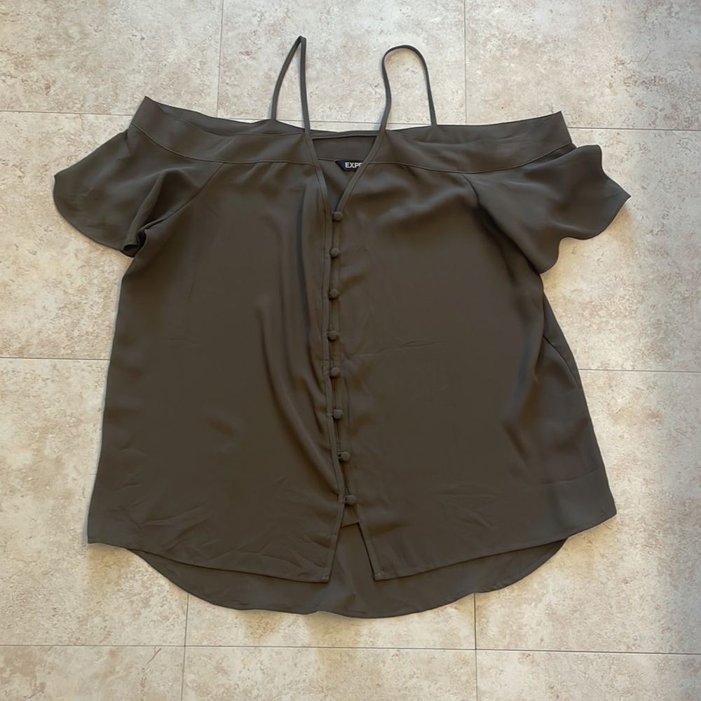 Express off the shoulder green top